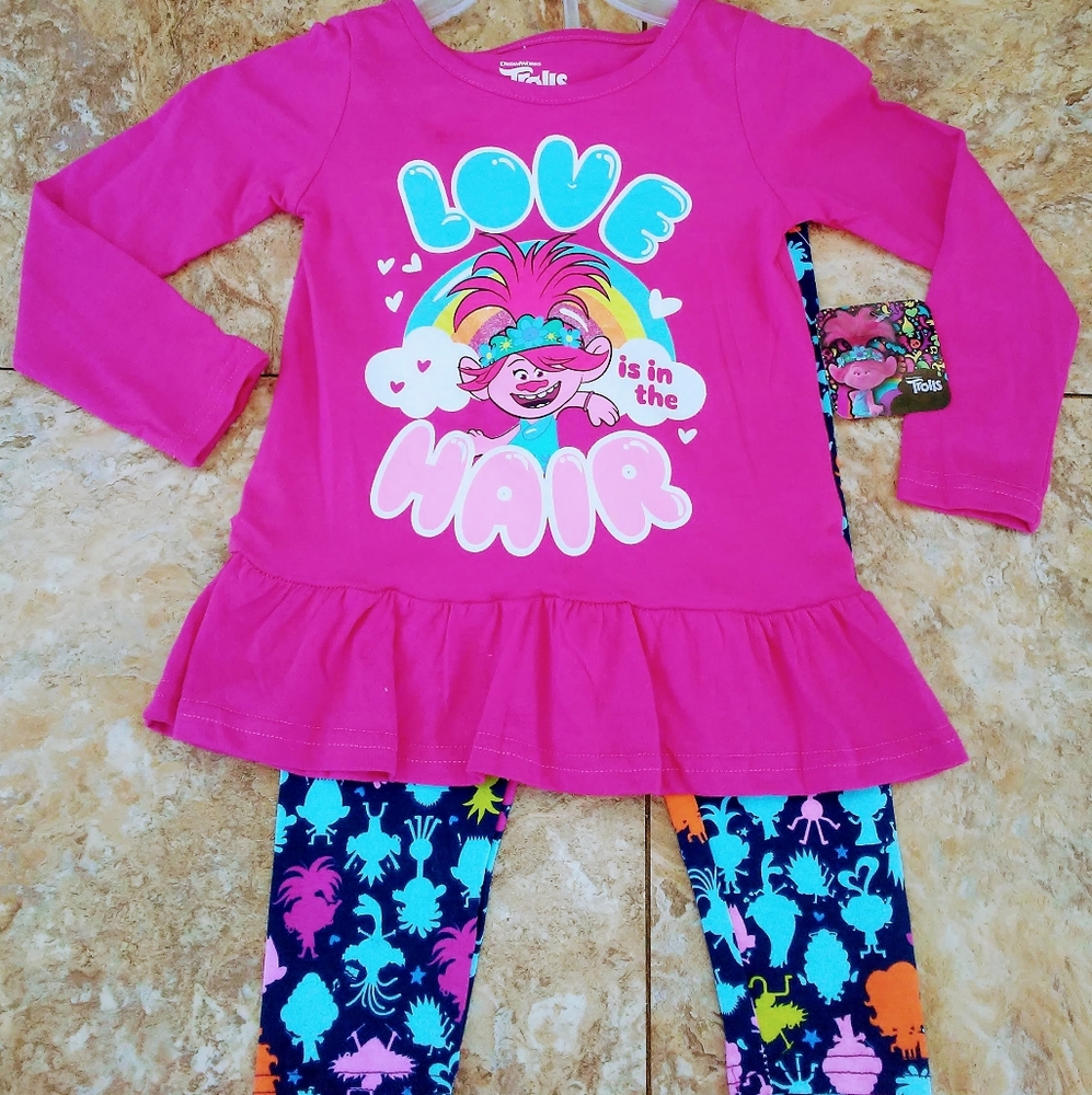 Trolls 2pc Pants and Long Sleeve T-shirt Matching Set